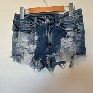 American Eagle Hi-Rise Shortie Distressed Denim Shorts | Size 4 |